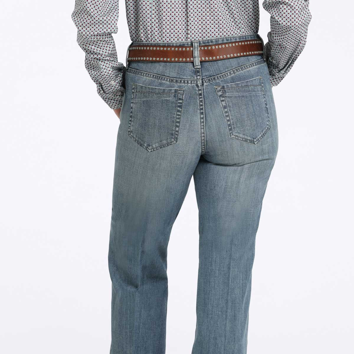 Cinch Women's Tatum High Rise Trouser in Medium Stonewash