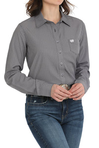 Cinch Women's L/S Arenaflex Geometric Polka Dot Western Button Down Shirt in Purple