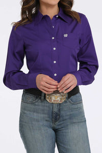 Cinch Women's L/S Solid Purple Western Button Down Shirt