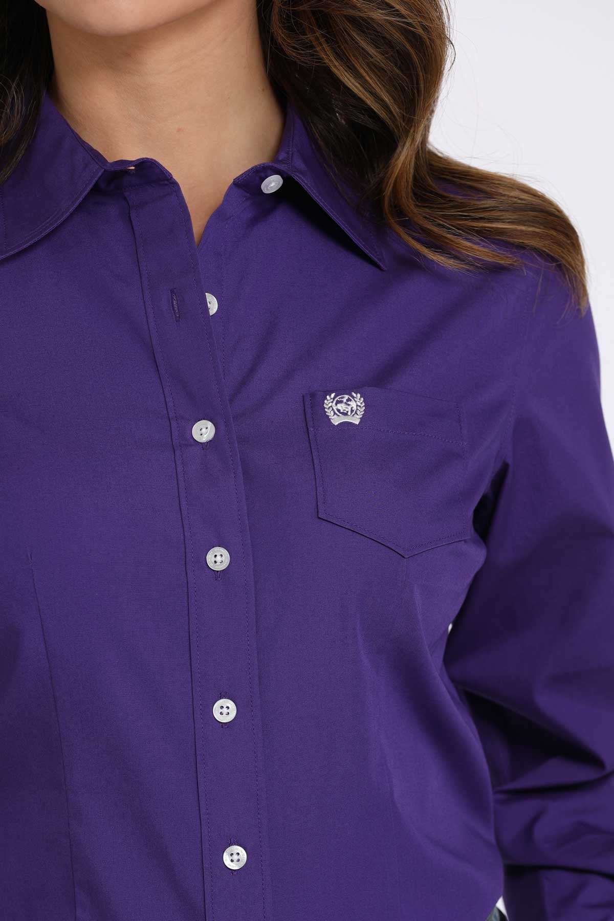 Cinch Women's L/S Solid Purple Western Button Down Shirt