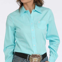 Cinch Women's L/S Solid Turquoise Western Button Down Shirt