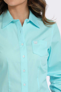 Cinch Women's L/S Solid Turquoise Western Button Down Shirt