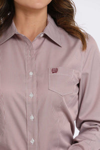 Cinch Women's L/S Tencel Striped Western Button Down Shirt in Pink
