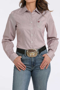 Cinch Women's L/S Tencel Striped Western Button Down Shirt in Pink