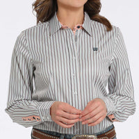Cinch Women's L/S Tencel Striped Western Button Down Shirt in White