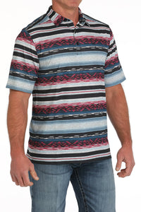 Cinch Men's S/S Arenaflex Southwestern Stripe Polo in Multi