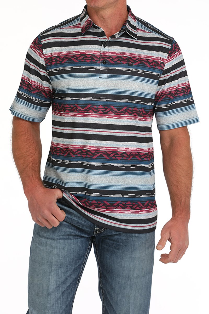 Cinch Men's S/S Arenaflex Southwestern Stripe Polo in Multi