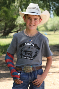 Cinch Youth Boy's Denim Tee in Grey