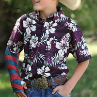 Cinch Youth Boy's S/S Hawaiian Print ArenaFlex Western Button Down Shirt