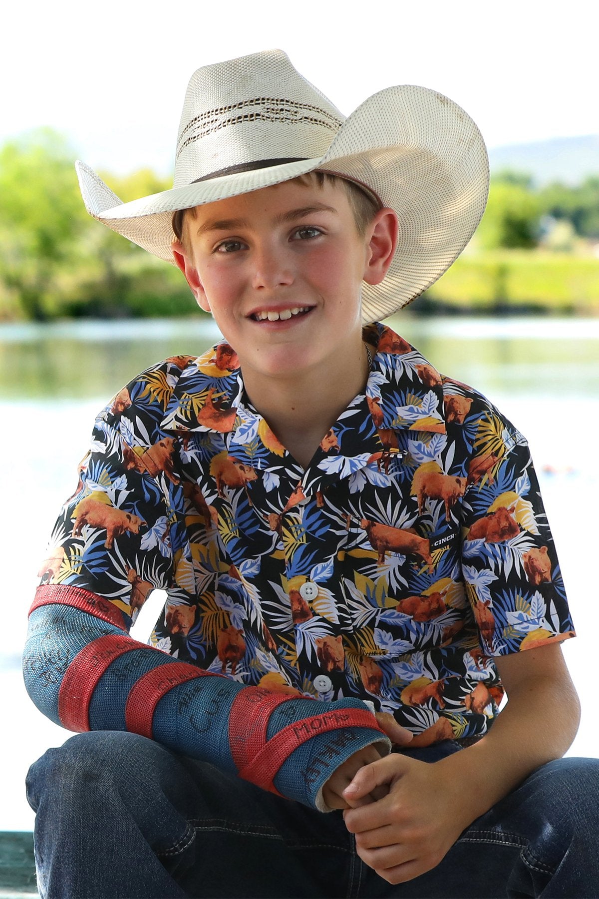 Cinch Youth Boy's S/S Aloha Angus Camp Shirt