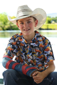 Cinch Youth Boy's S/S Aloha Angus Camp Shirt