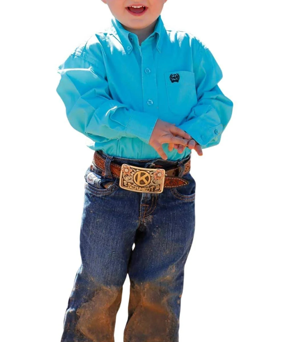 Cinch Baby & Toddler Boy's L/S Solid Turquoise Button Down Shirt