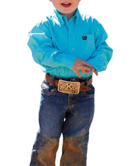 Cinch Baby & Toddler Boy's L/S Solid Turquoise Button Down Shirt