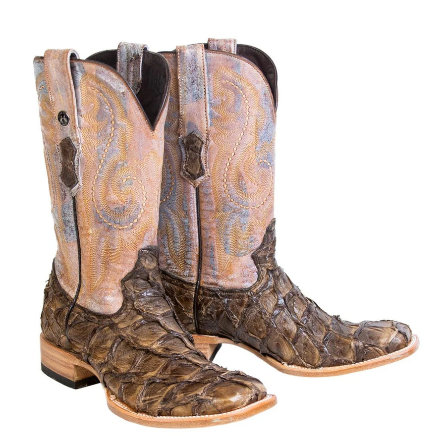 Tanner Mark Men's Monster Fish Western Boot in Petrified Oak