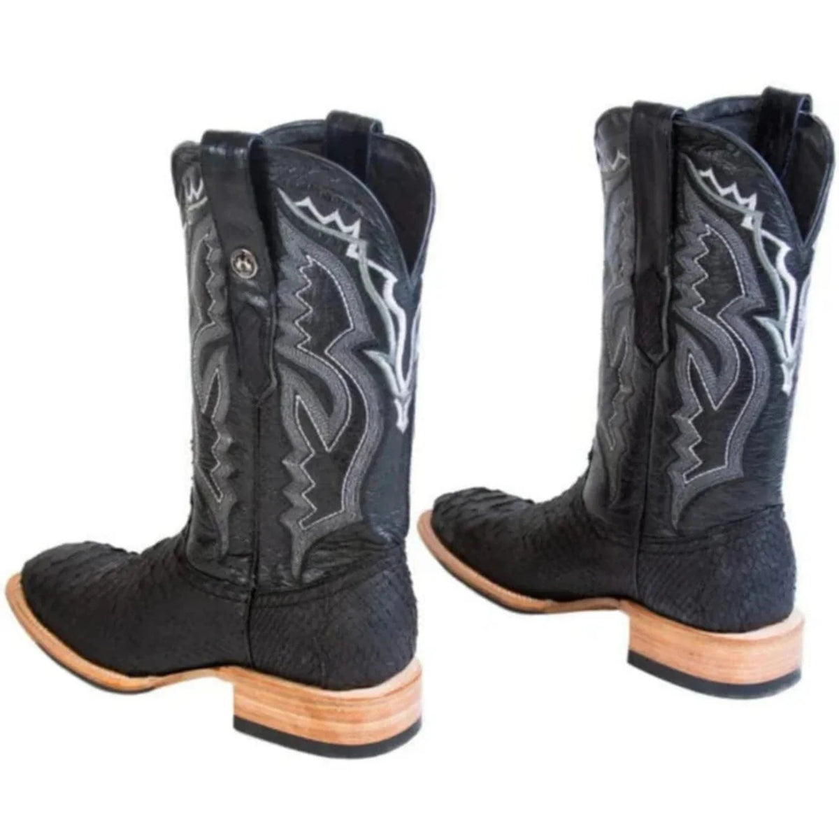 Tanner Mark Men's Python Jumbo Matte Western Boot in Black