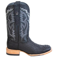 Tanner Mark Men's Python Jumbo Matte Western Boot in Black