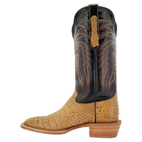 R. Watson Men's Caiman Belly Wide Square Toe Boot in Saddle