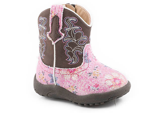Roper Infant Glitter Flower Pink Boot