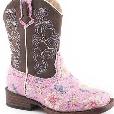 Roper Toddler Glitter Flower Pink Boot