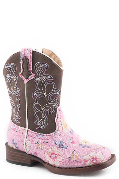 Roper Toddler Glitter Flower Pink Boot