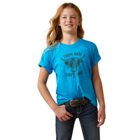 Ariat Girl's Farm Hair Don't Care Graphic Tee - Turquoise