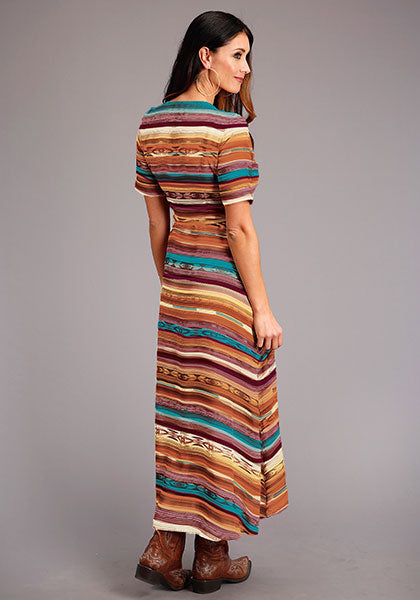 Stetson Women's Sunset Serape Print Herringbone Wrap Front Dress