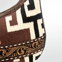 American Darling  Saddle Blanket Tooled Leather Trim Shoulder Bag