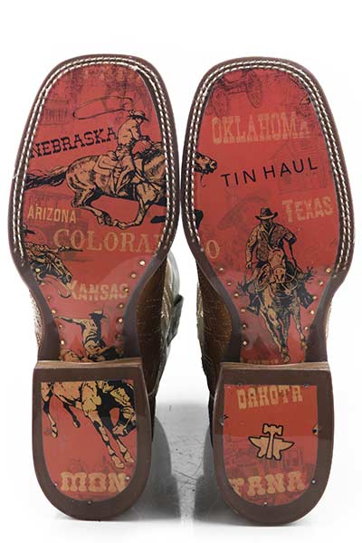 Tin Haul Men's I Am In Stitches Boot with Cowboy Heritage Sole