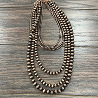 Layered 6 Strand Copper Navajo Pearl Necklace