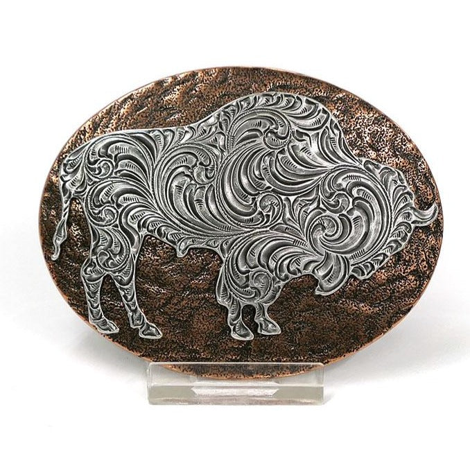 Nocona Oval Buffalo Copper Western Belt Buckle