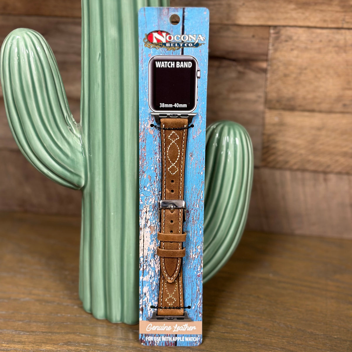 Nocona Embroidered Brown Leather iWatch Band