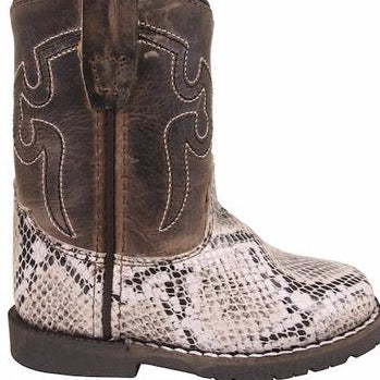 Smoky Mountain Autry Toddler Boot- White/ Brown Waxed Distress
