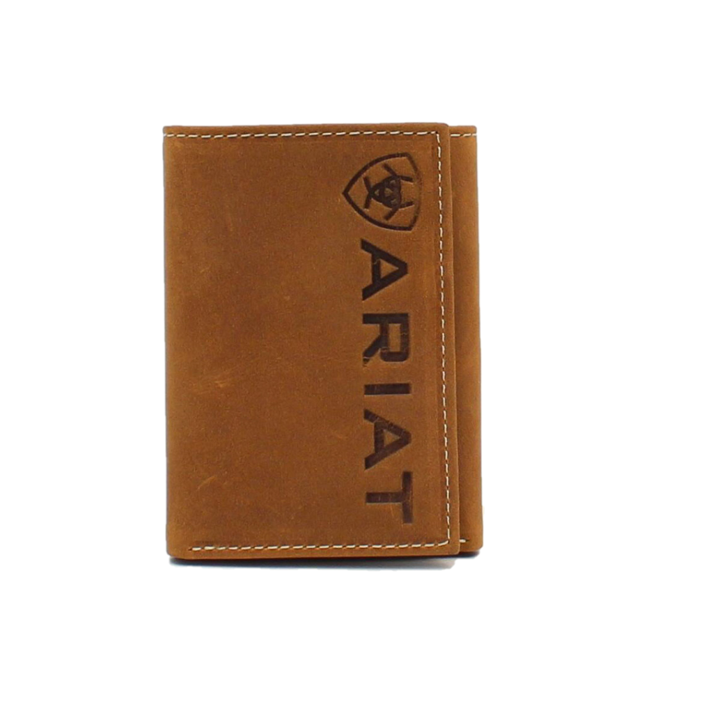 Ariat Smooth Leather Debossed Logo Trifold Wallet