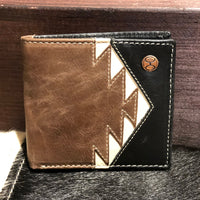 Hooey Tonkawa Ivory Aztec Inlay Bi-Fold Wallet in Black and Brown