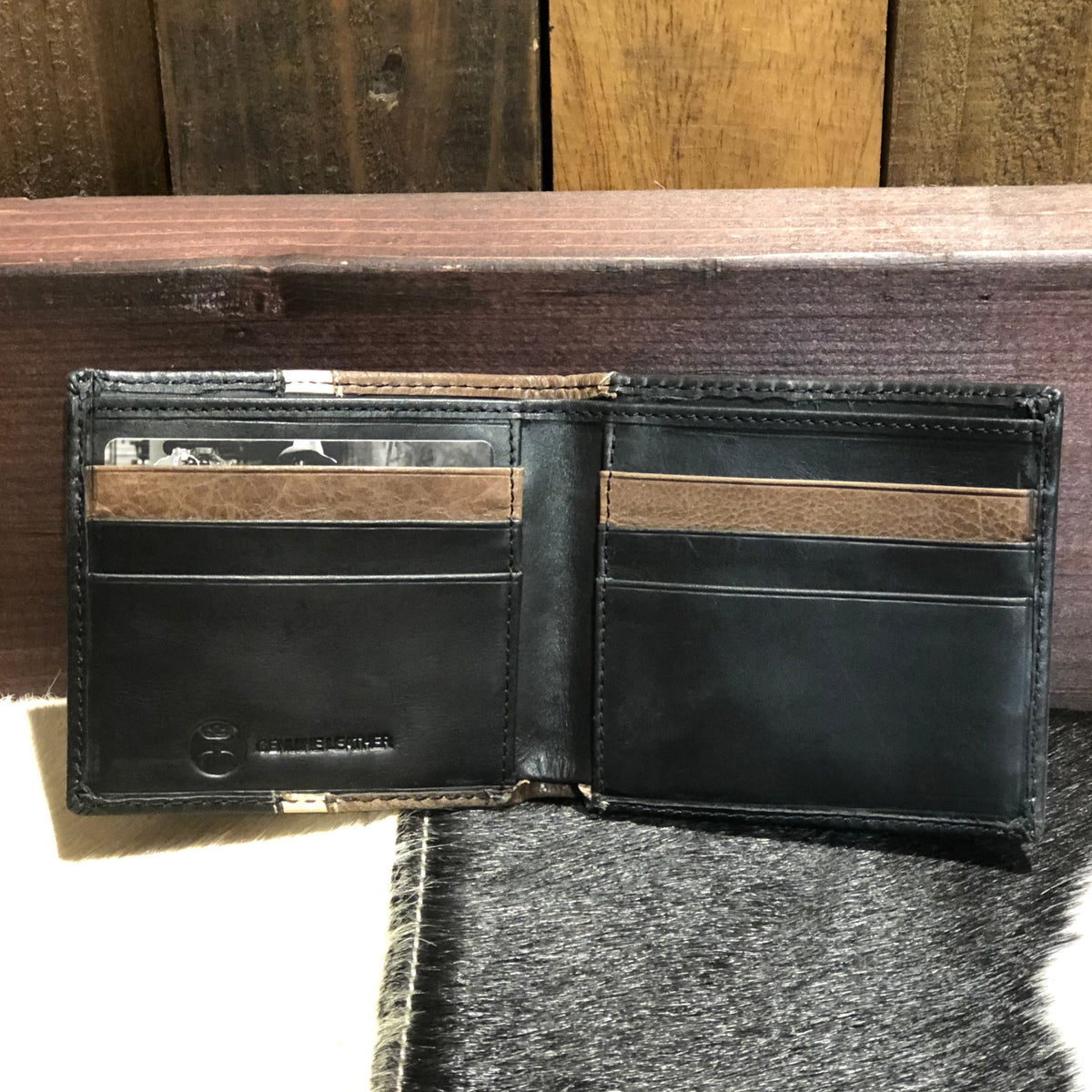 Hooey Tonkawa Ivory Aztec Inlay Bi-Fold Wallet in Black and Brown