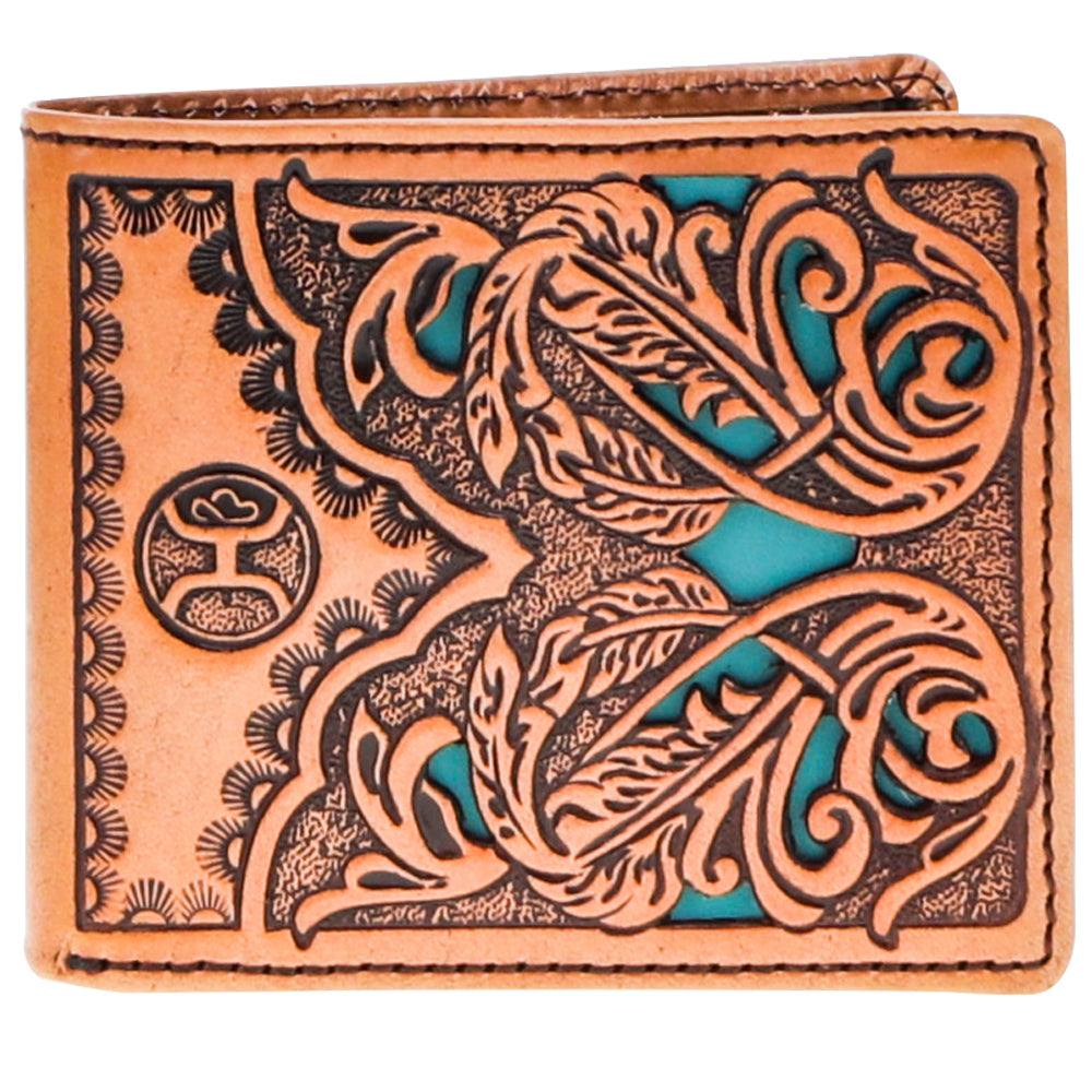 Hooey "Phoenix" Bi-fold Wallet in Tan and Turquoise