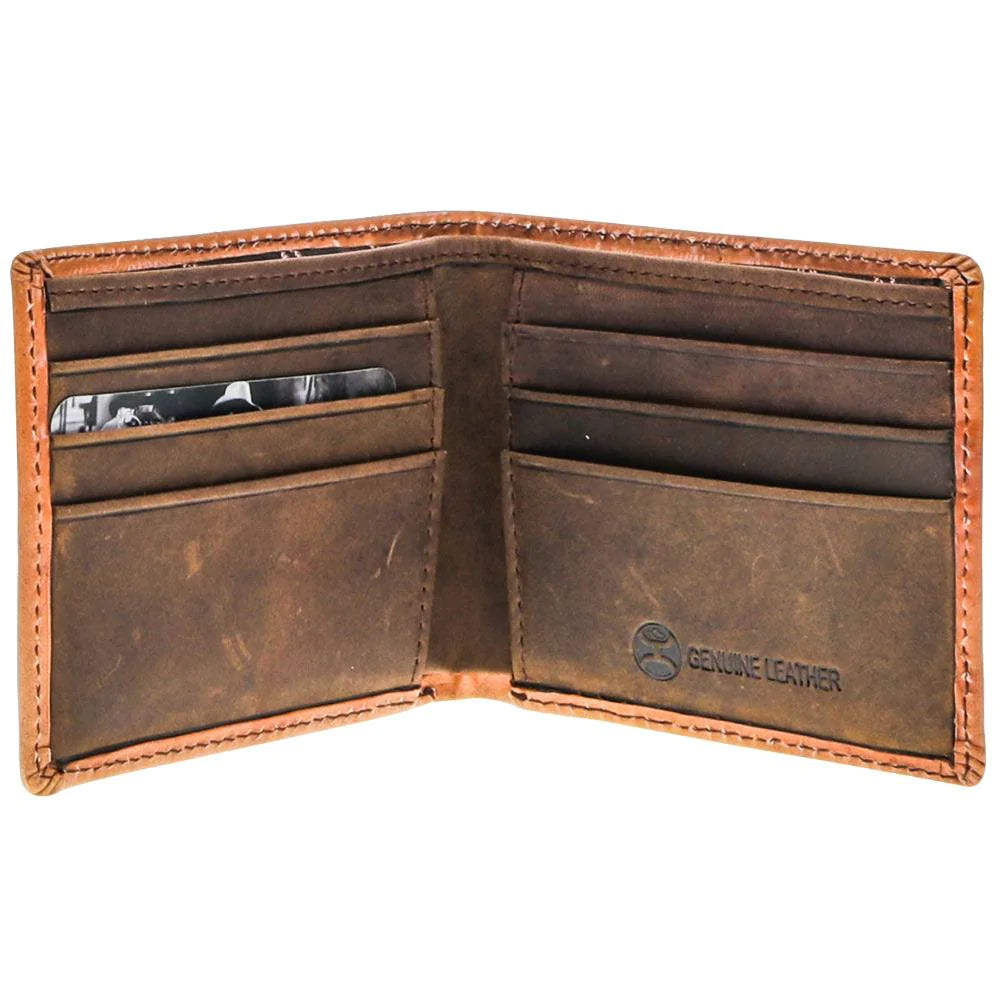 Hooey "Phoenix" Bi-fold Wallet in Tan and Turquoise