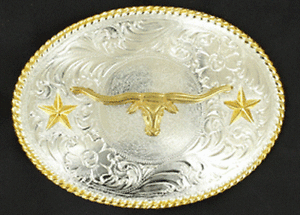 Nocona Two Tone Oval Longhorn Buckle