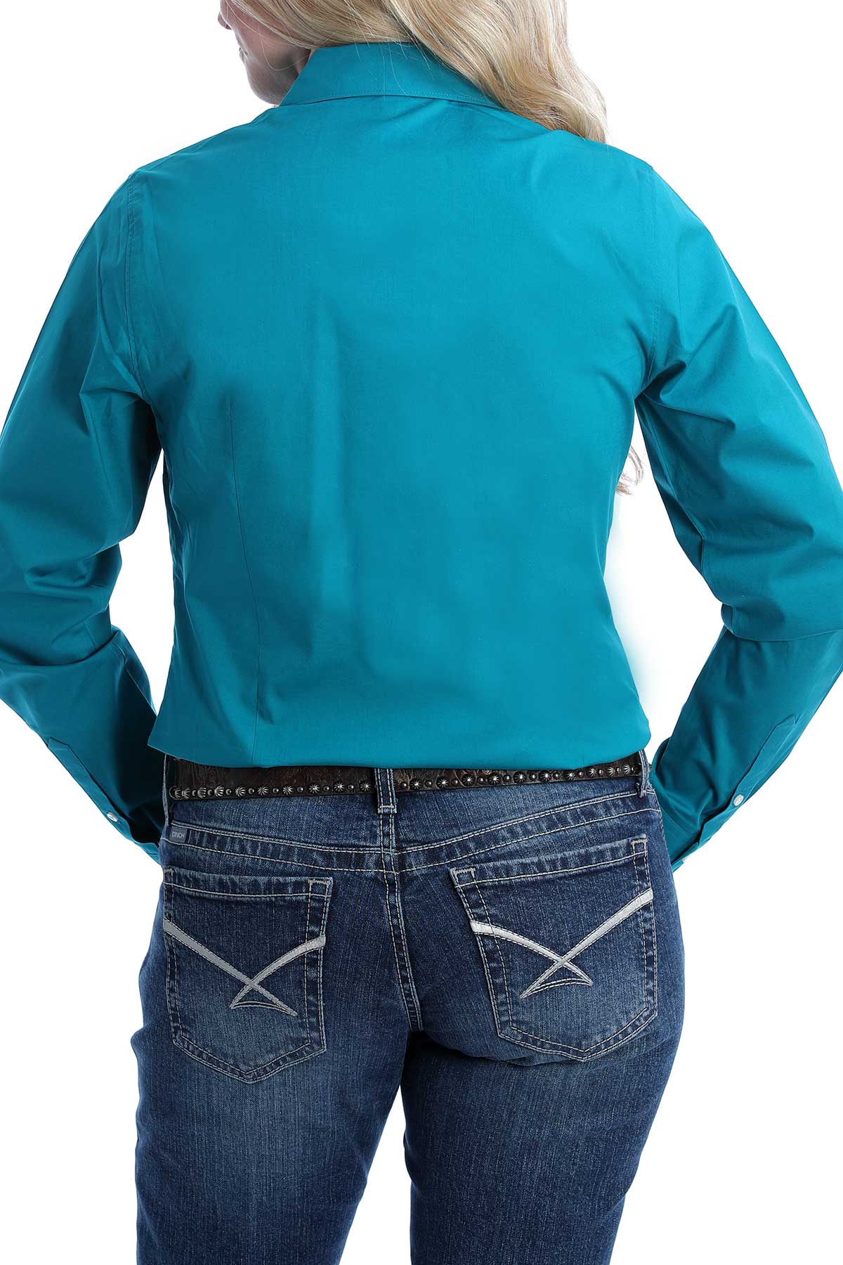 Cinch Women's L/S Solid Teal Western Button Down Shirt