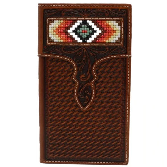 Nocona Men's Southwest Stone & Basketweave Embossed Rodeo Wallet