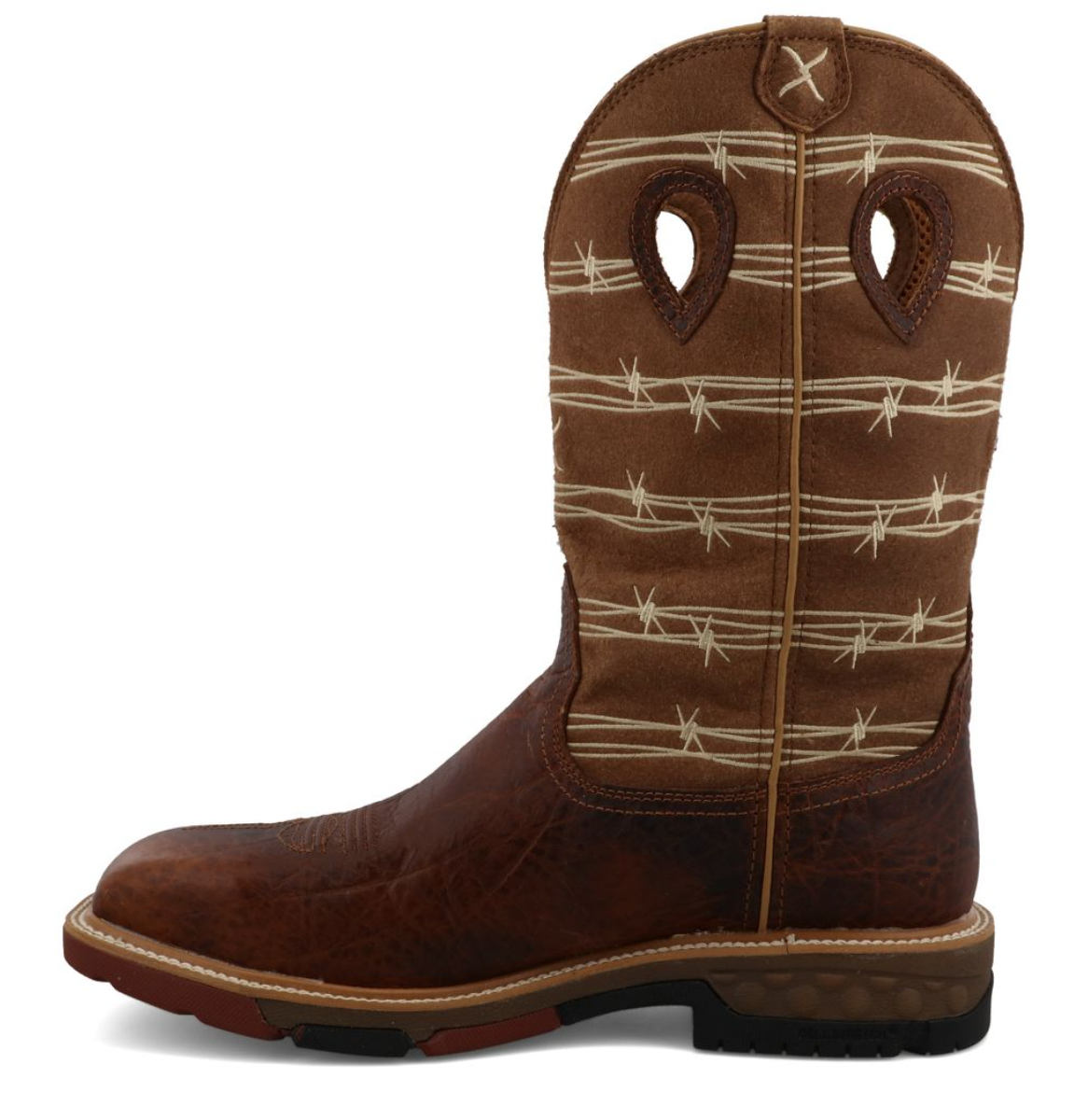 Twisted X Men's 12" Western Work Boot-Rustic Brown/Tan