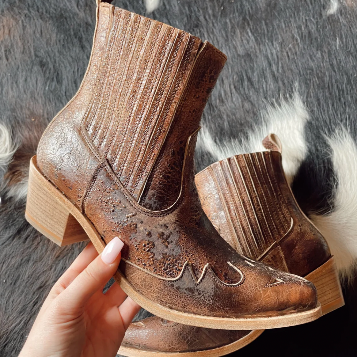 Agave Sky Women's Paige Overlay Vintage Chocolate Booties