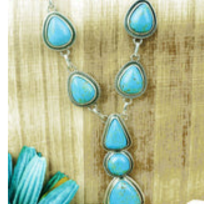 Turquoise Teardrop Y Necklace and Earring Set