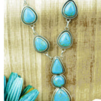 Turquoise Teardrop Y Necklace and Earring Set
