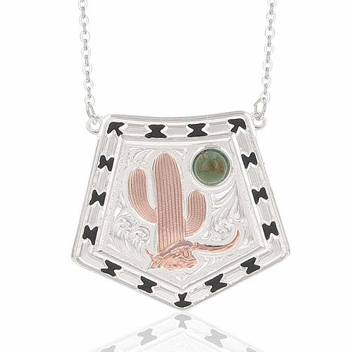 Montana Silversmiths Stay Cactus Strong Turquoise Moon Necklace