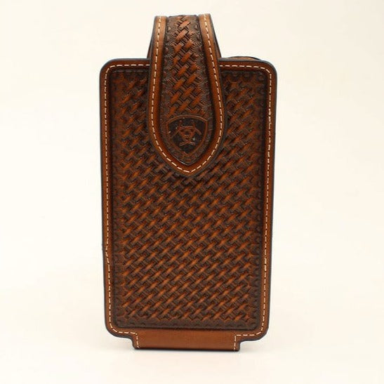 Ariat Brown Leather Basketweave Cell Phone Case