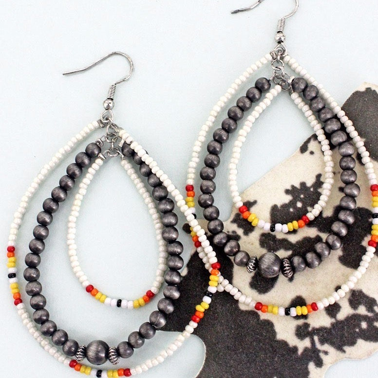 Natural and Silver Pearl Teardrop Earrings