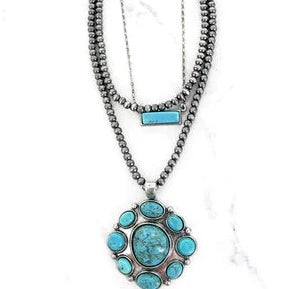 Turquoise and Navajo Pearl Layered Necklace