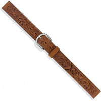 Justin Western Scrolled Tooled Brown Leather Belt