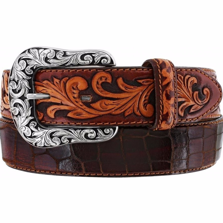 Tony Lama Men's Pinto Classic Brown Leather Belt